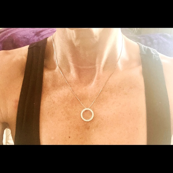 14k White Gold Diamonique Brilliant CZ Necklace - Picture 8 of 11